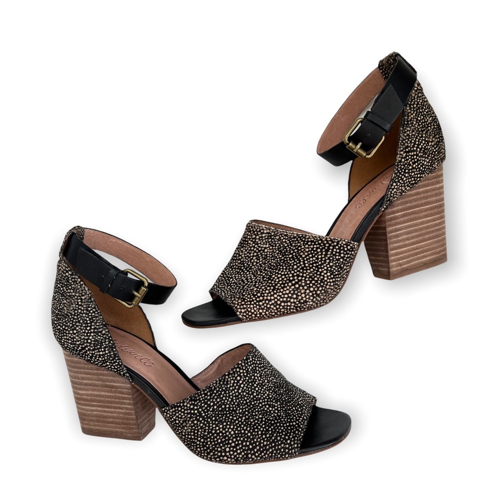 Madewell || Women’s Alena Calf Hair animal print block heels Size 7.5